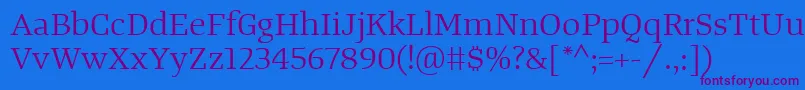 TangerserifwideBook Font – Purple Fonts on Blue Background