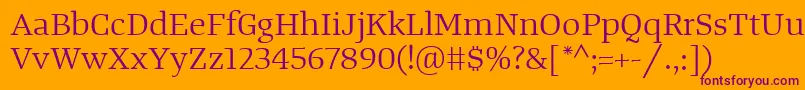 TangerserifwideBook Font – Purple Fonts on Orange Background