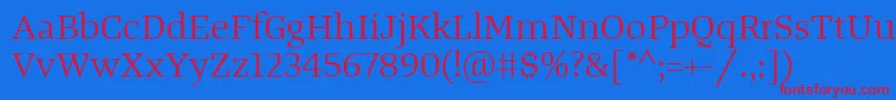 Czcionka TangerserifwideBook – czerwone czcionki na niebieskim tle