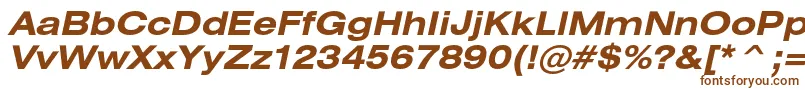 HeliosextBoldItalic-fontti – ruskeat fontit valkoisella taustalla