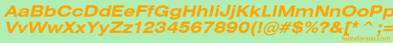 HeliosextBoldItalic Font – Orange Fonts on Green Background