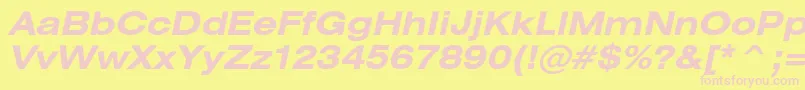 Fonte HeliosextBoldItalic – fontes rosa em um fundo amarelo