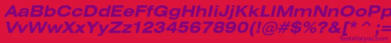 Czcionka HeliosextBoldItalic – fioletowe czcionki na czerwonym tle