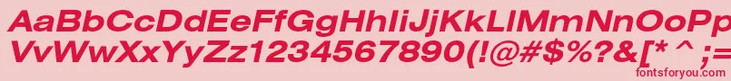 HeliosextBoldItalic Font – Red Fonts on Pink Background