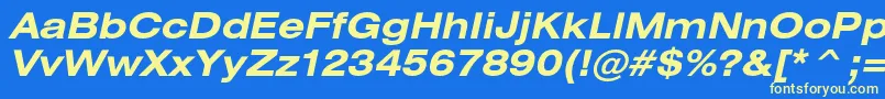 HeliosextBoldItalic Font – Yellow Fonts on Blue Background