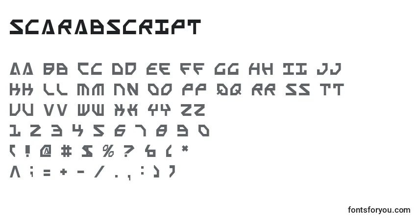 Schriftart ScarabScript – Alphabet, Zahlen, spezielle Symbole
