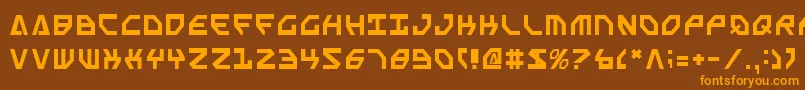 フォントScarabScript – オレンジ色の文字が茶色の背景にあります。