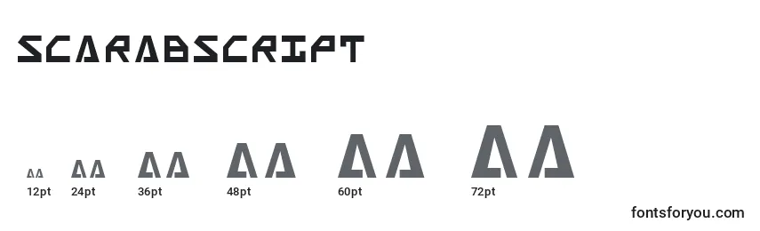 Размеры шрифта ScarabScript