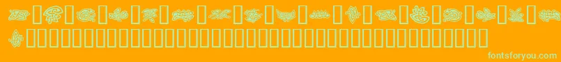 TattooNo2-Schriftart – Grüne Schriften auf orangefarbenem Hintergrund