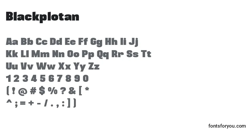 Schriftart Blackplotan – Alphabet, Zahlen, spezielle Symbole