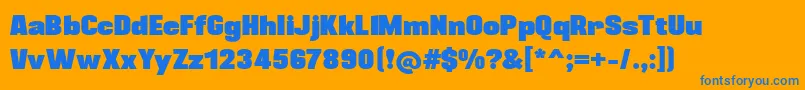 Blackplotan-Schriftart – Blaue Schriften auf orangefarbenem Hintergrund