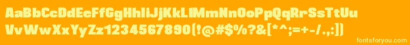 Weitere Informationen zur Blackplotan-Schriftart Blackplotan-Schriftart – Gelbe Schriften auf orangefarbenem Hintergrund