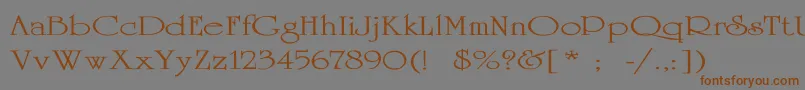 フォントUniversityThinEx – 茶色の文字が灰色の背景にあります。