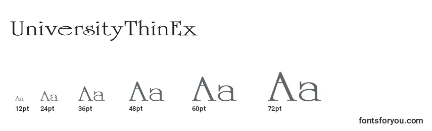 Rozmiary czcionki UniversityThinEx