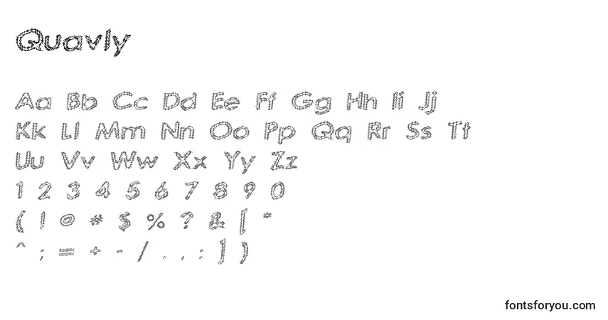 Czcionka Quavly – alfabet, cyfry, specjalne znaki