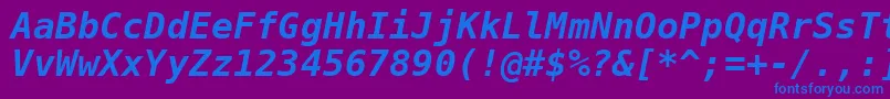 フォントDejavuSansMonoBoldOblique – 紫色の背景に青い文字