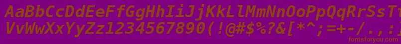 Шрифт DejavuSansMonoBoldOblique – коричневые шрифты на фиолетовом фоне