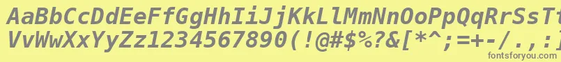 フォントDejavuSansMonoBoldOblique – 黄色の背景に灰色の文字
