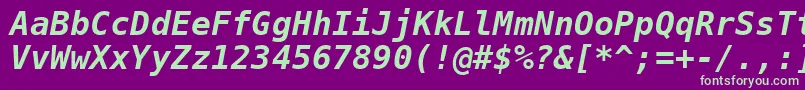 DejavuSansMonoBoldOblique Font – Green Fonts on Purple Background