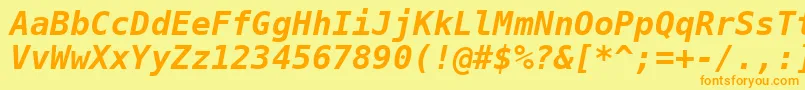 DejavuSansMonoBoldOblique Font – Orange Fonts on Yellow Background