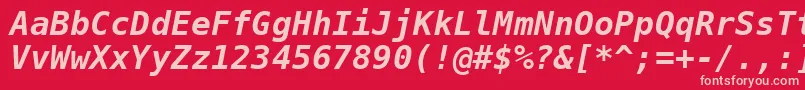 フォントDejavuSansMonoBoldOblique – 赤い背景にピンクのフォント