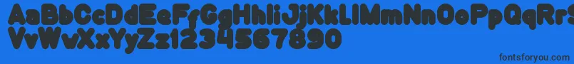 FunnyAndCute-fontti – mustat fontit sinisellä taustalla