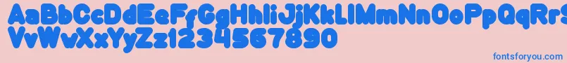 Fonte FunnyAndCute – fontes azuis em um fundo rosa