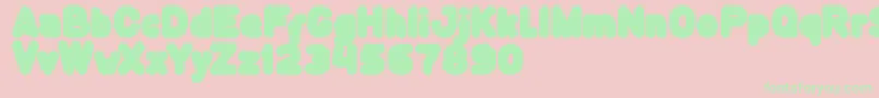 FunnyAndCute-Schriftart – Grüne Schriften auf rosa Hintergrund