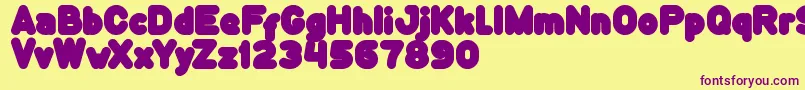 FunnyAndCute Font – Purple Fonts on Yellow Background