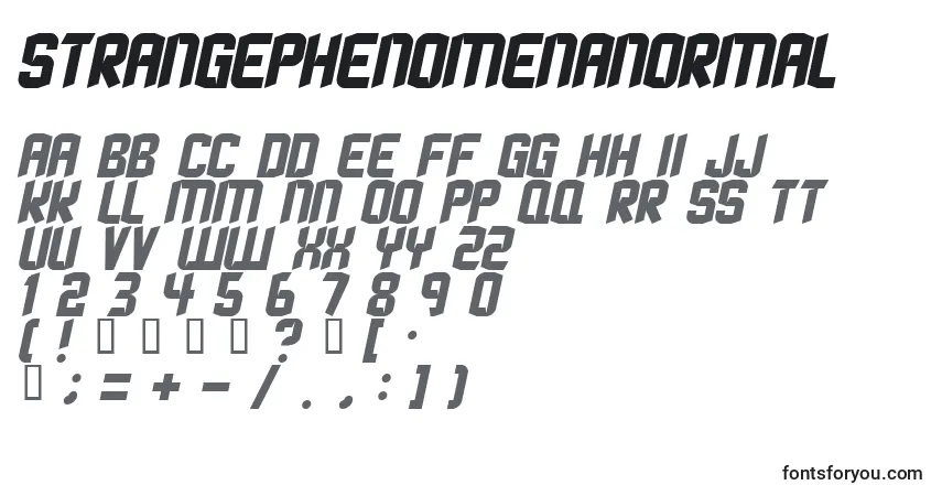 Шрифт StrangephenomenaNormal – алфавит, цифры, специальные символы
