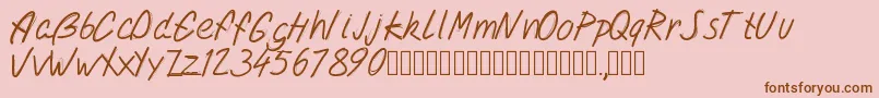 Pwdoublescript-fontti – ruskeat fontit vaaleanpunaisella taustalla