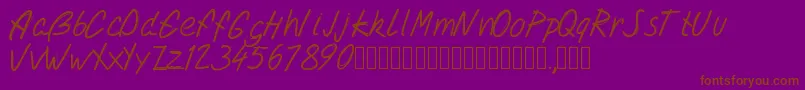 フォントPwdoublescript – 紫色の背景に茶色のフォント
