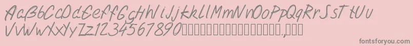 Pwdoublescript-fontti – harmaat kirjasimet vaaleanpunaisella taustalla