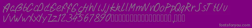 フォントPwdoublescript – 紫の背景に灰色の文字