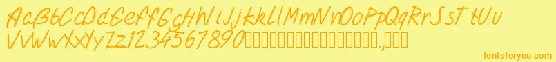 Pwdoublescript Font – Orange Fonts on Yellow Background