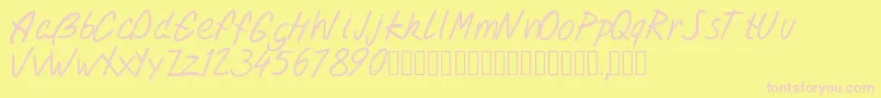 Pwdoublescript-fontti – vaaleanpunaiset fontit keltaisella taustalla