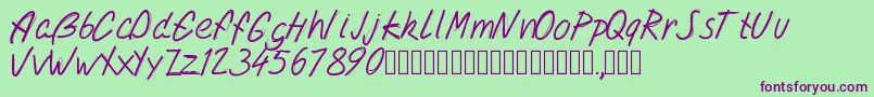 Шрифт Pwdoublescript – фиолетовые шрифты на зелёном фоне