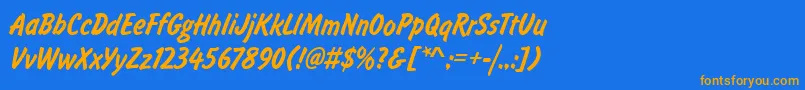 フォントFalconLightRegular – オレンジ色の文字が青い背景にあります。