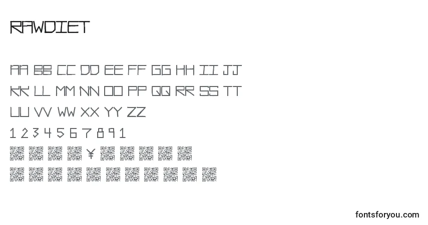 Rawdiet-fontti – aakkoset, numerot, erikoismerkit