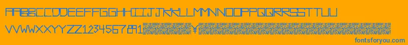 フォントRawdiet – オレンジの背景に青い文字
