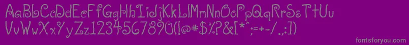 A T Love-fontti – harmaat kirjasimet violetilla taustalla