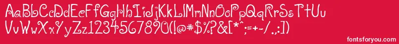 A T Love-fontti – valkoiset fontit punaisella taustalla