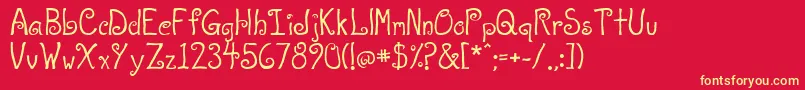 A T Love-fontti – keltaiset fontit punaisella taustalla