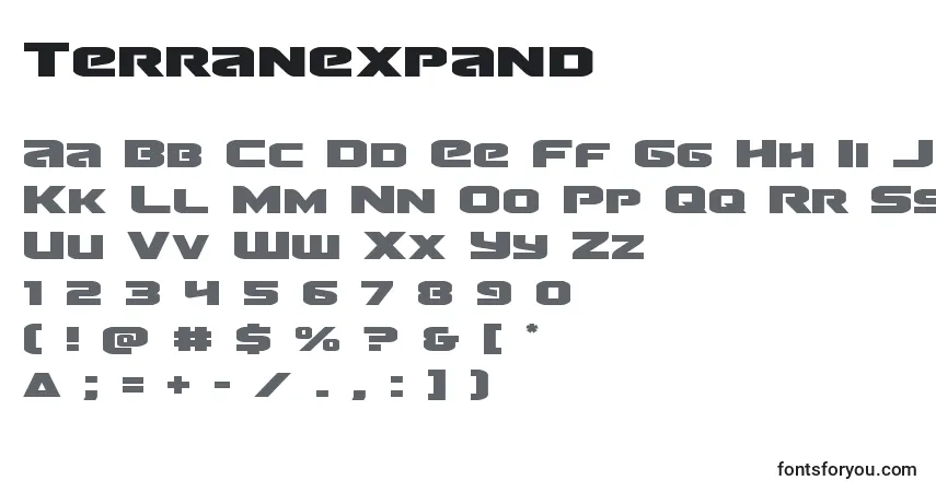 Schriftart Terranexpand – Alphabet, Zahlen, spezielle Symbole