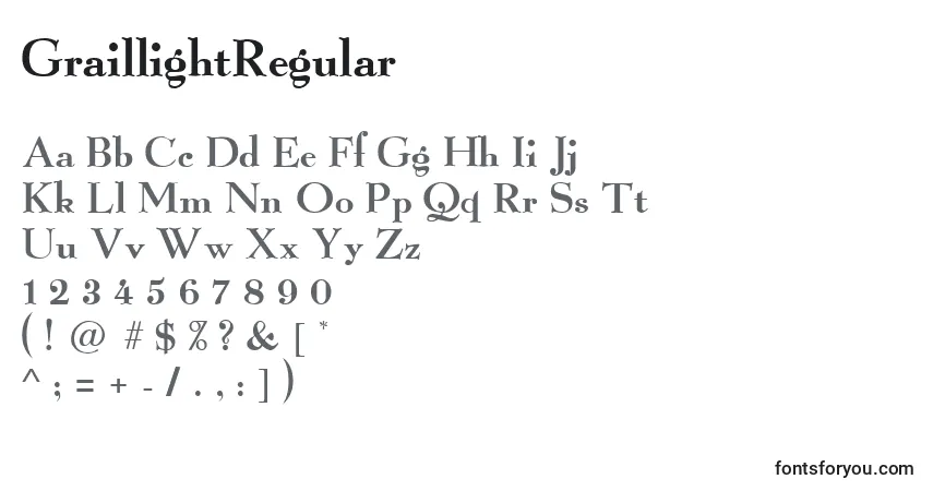 Шрифт GraillightRegular – алфавит, цифры, специальные символы