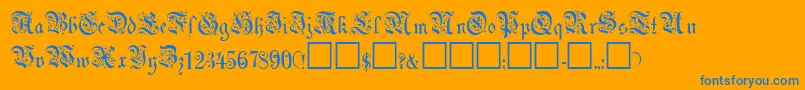 Egmont-Schriftart – Blaue Schriften auf orangefarbenem Hintergrund