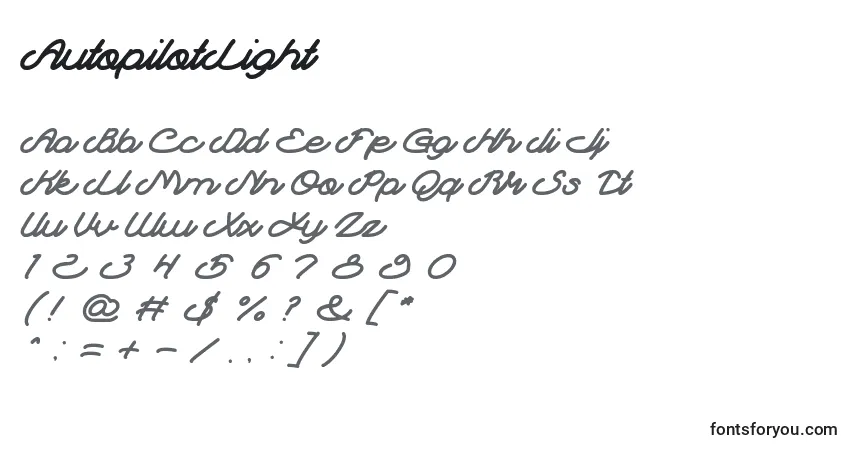 Шрифт AutopilotLight – алфавит, цифры, специальные символы