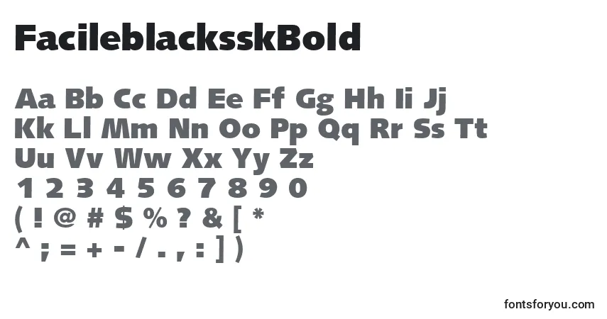 A fonte FacileblacksskBold – alfabeto, números, caracteres especiais