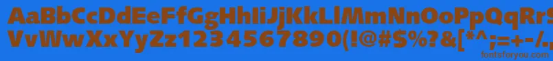 フォントFacileblacksskBold – 茶色の文字が青い背景にあります。