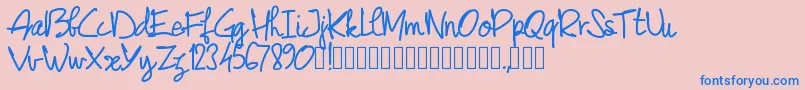 Pwjunescript Font – Blue Fonts on Pink Background